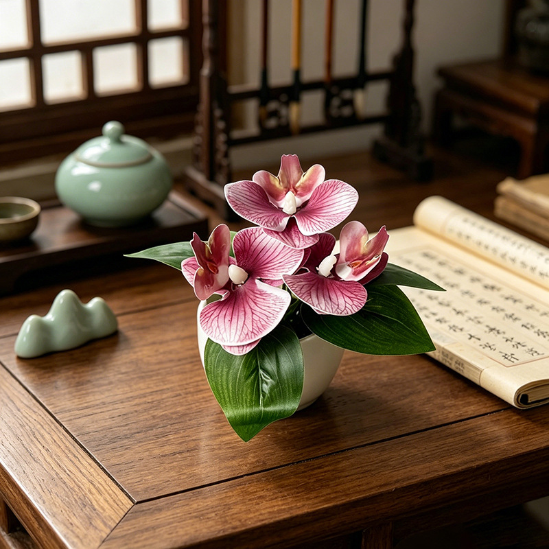 Orchid Phalaenopsis - 3-head simulated butterfly orchid potted plant