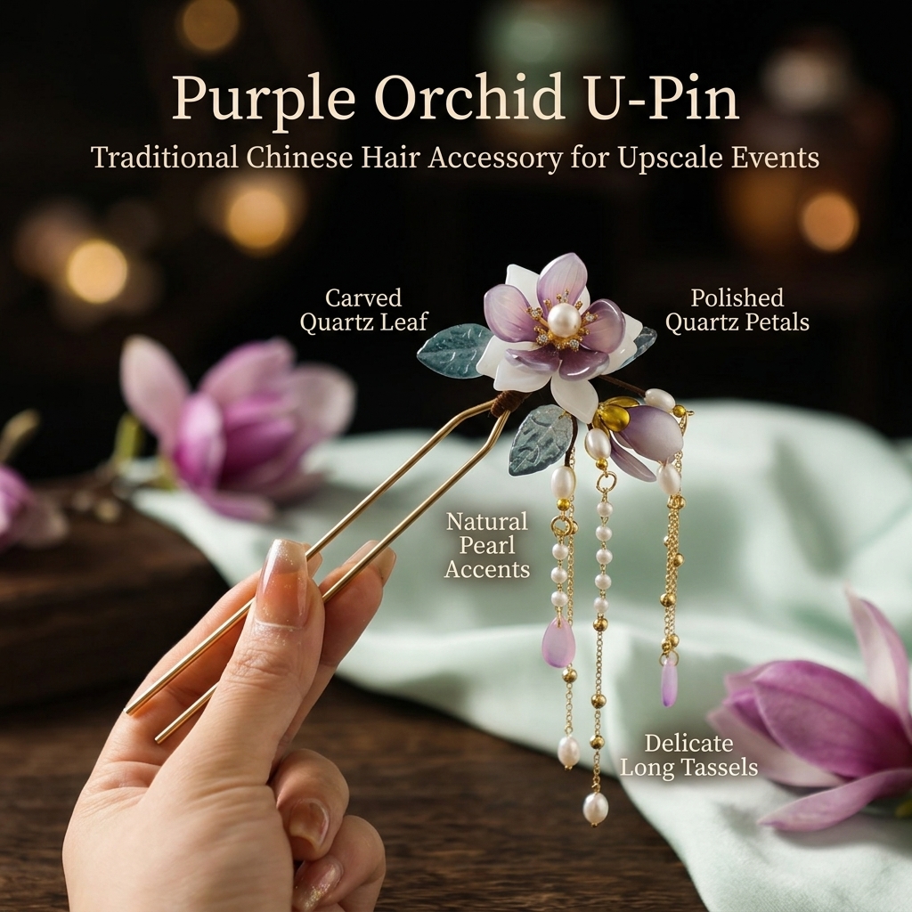 Alloy U Shaped Hair Pin With O - Orchid Phalaenopsis incelemesi ve fiyatı